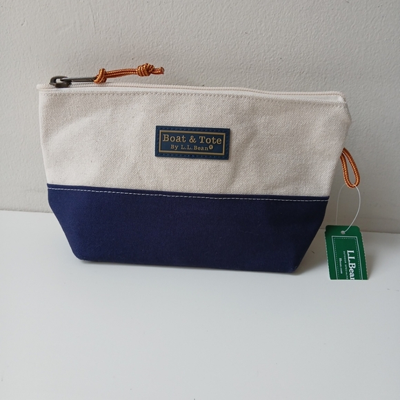 L.L. Bean Handbags - L.L. Bean Boat & Tote Zip Pouch Navy Natural Canvas NWT